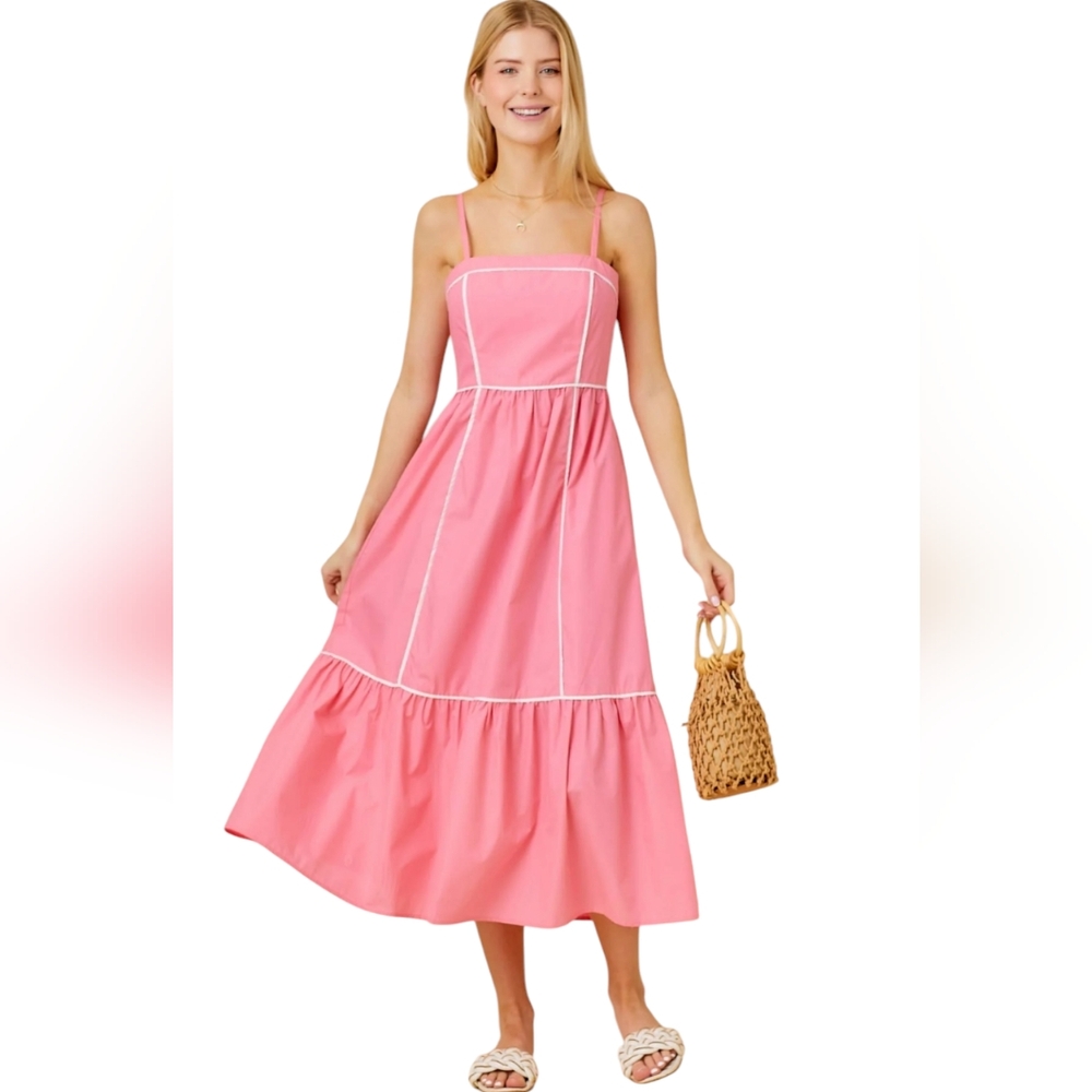 NWOT MAINSTRIP Pink Sleeveless Maxi Dress Size L